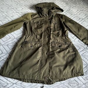 Michael Kors Olive Green Hooded Anorak Parka Jacket - Size XS